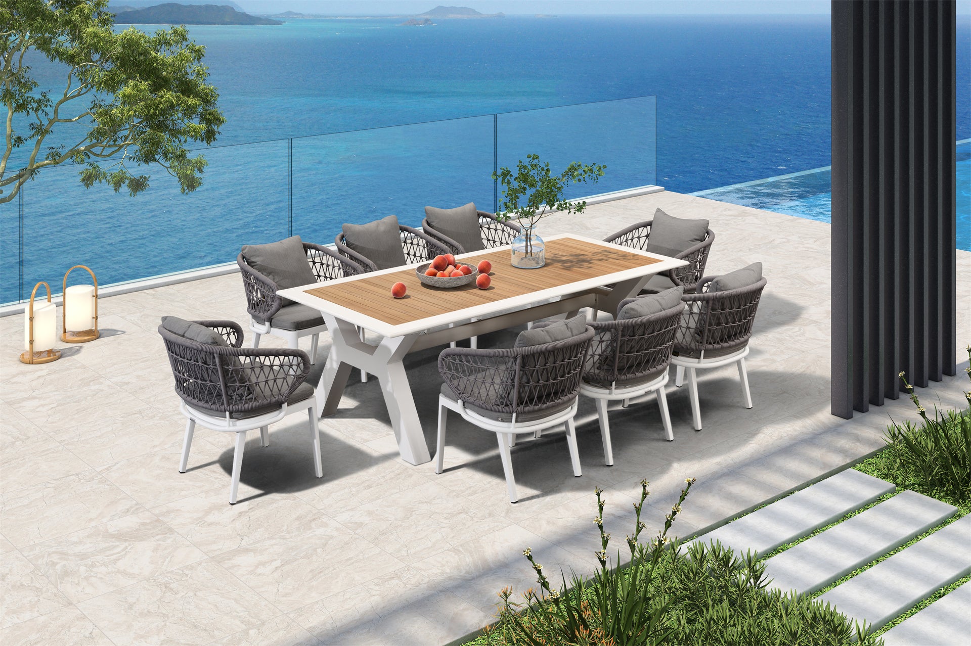 Spring 9 Pc Outdoor Dining Setting