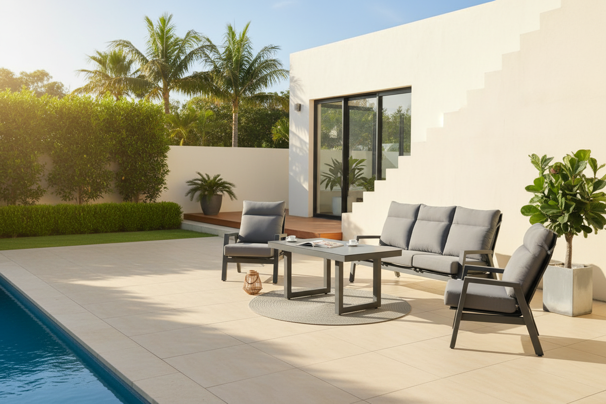 Alura 4 Pc Recliner Outdoor Lounge Setting Charcoal