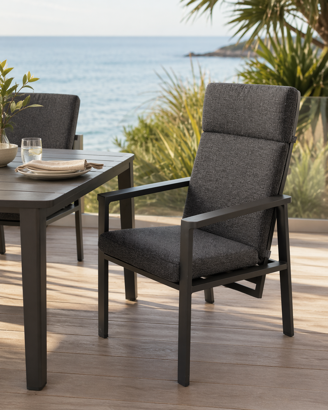 Aska High Back Carver Chair Dark Grey / Anthracite