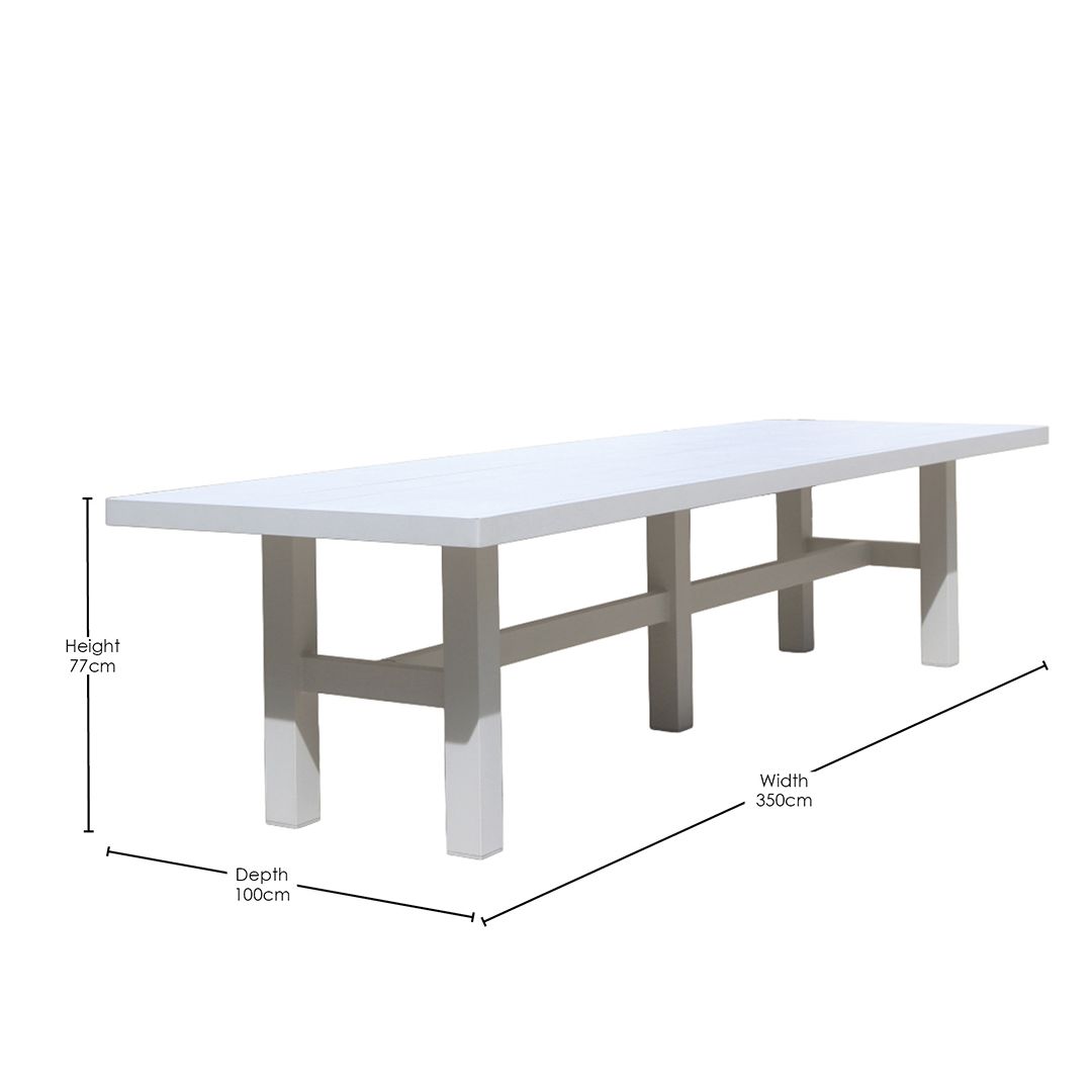 Auburn Dining Table 350cm | White Aluminium