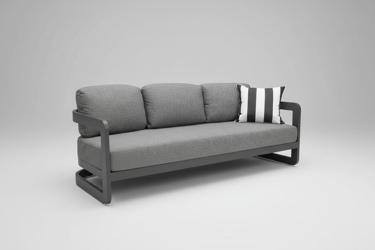 Audi 3 Seater Outdoor Lounge Setting | Charcoal Aluminium