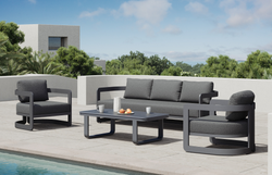 Audi 4 Pc Outdoor Lounge Setting | Charcoal Aluminium