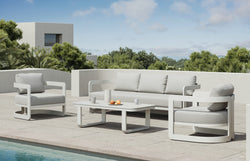 Audi 4 Pc Outdoor Lounge Setting | White Aluminium