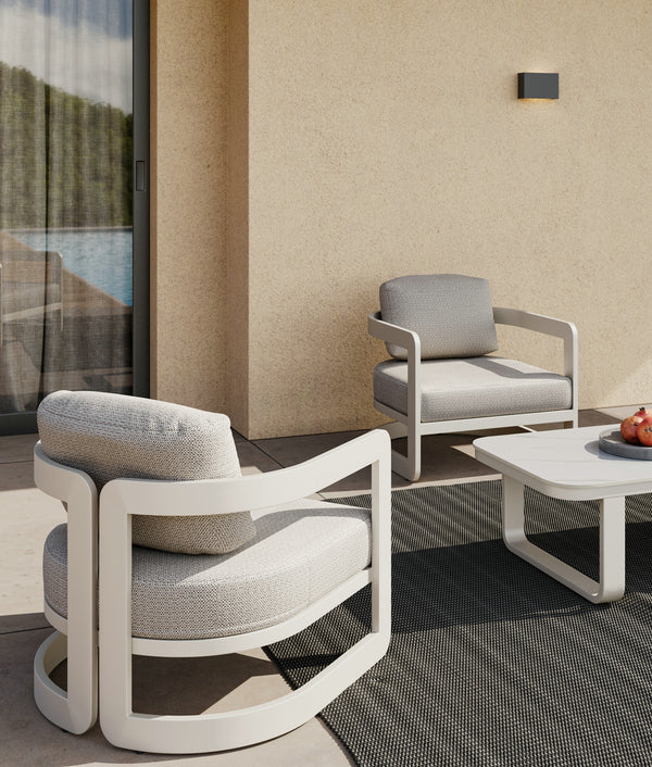 Audi 4 Pc Outdoor Lounge Setting | White Aluminium