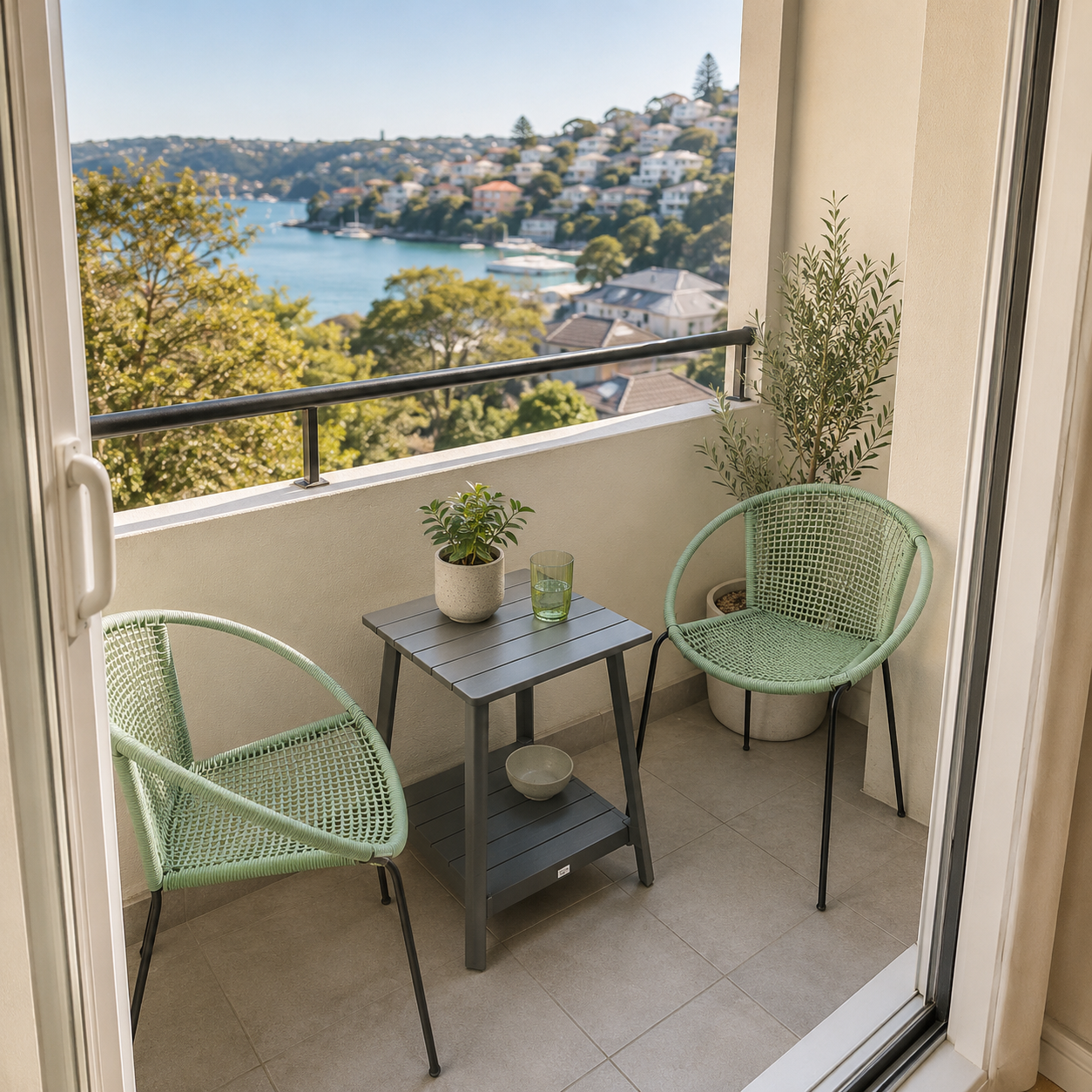 Bega Midura 3 Pc Balcony Set | Aluminium & Rope