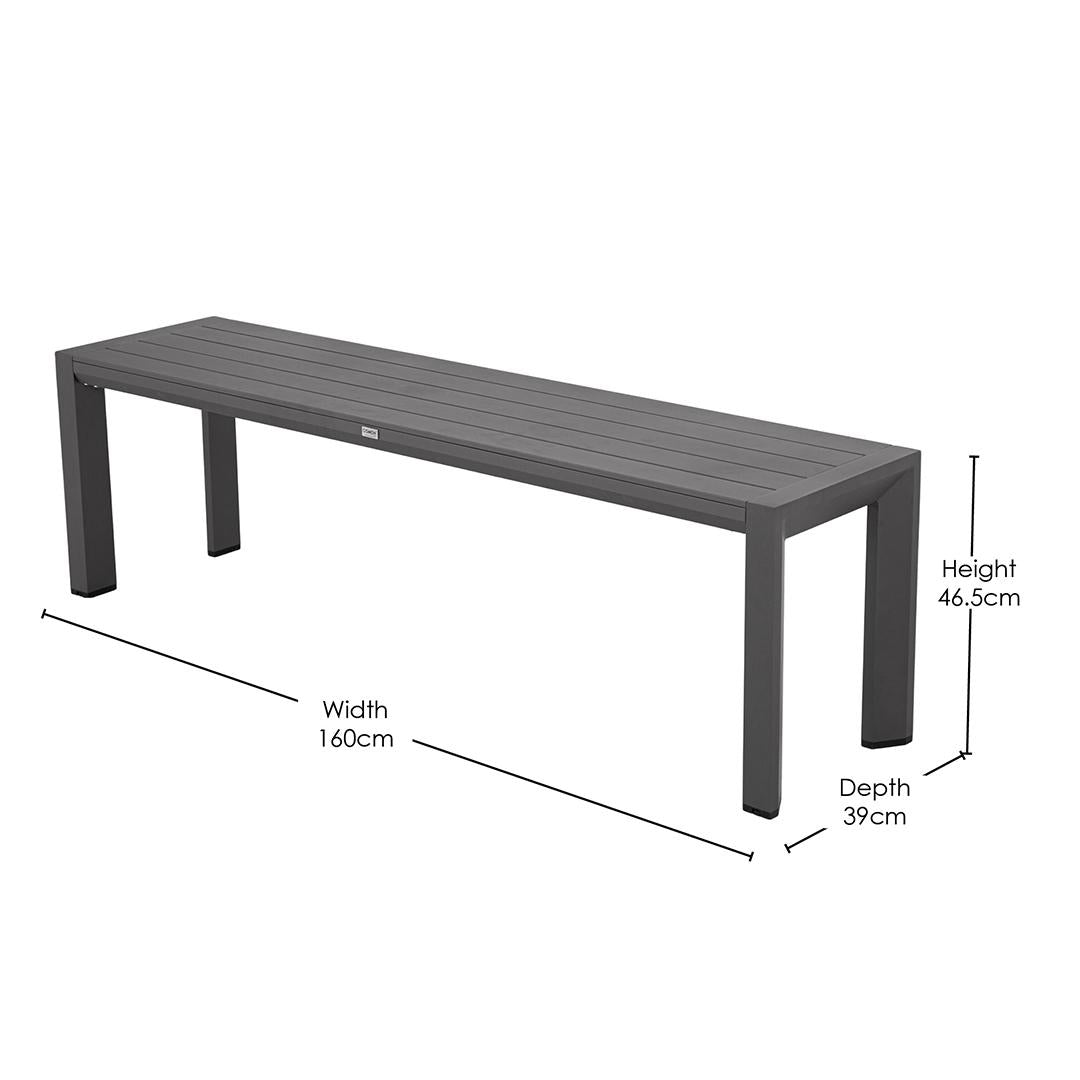 Berlin Outdoor Bench | Charcoal Aluminium | 160x46m