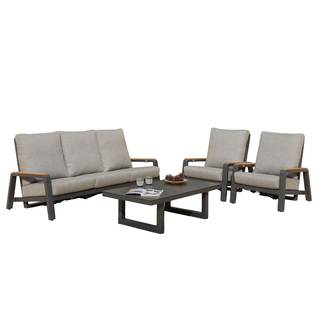 Boston 4.0 4 Pcs Recliner  | Outdoor Lounge Setting | Aluminium & Teak