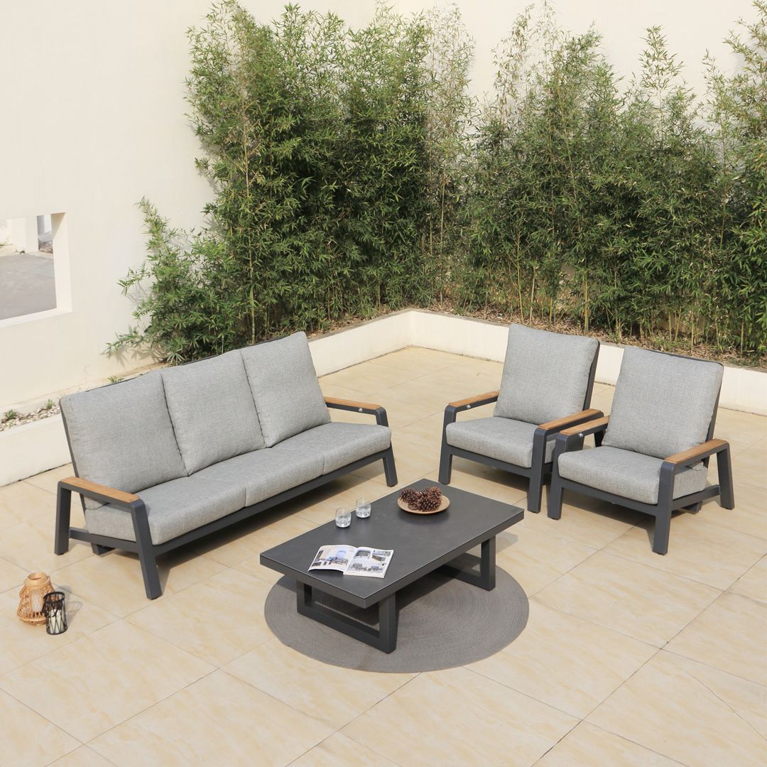 Boston 4.0 4 Pcs Recliner  | Outdoor Lounge Setting | Aluminium & Teak