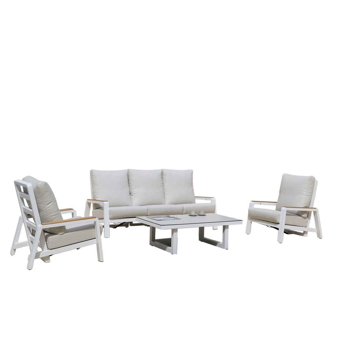 Boston 4.0 4 Pcs Recliner  | Outdoor Lounge Setting | Aluminium & Teak
