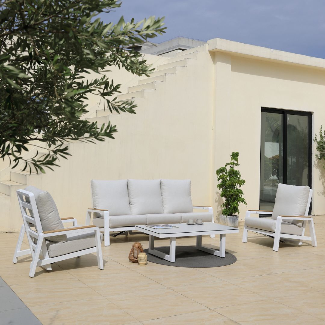 Boston 4.0 4 Pcs Recliner  | Outdoor Lounge Setting | Aluminium & Teak