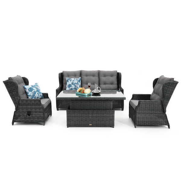 Buenos Aires Recliner 4 Pc Outdoor Lounge Setting Castle Grey
