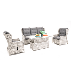 Buenos Aires Recliner 4 Pc Outdoor Lounge Setting Zen White