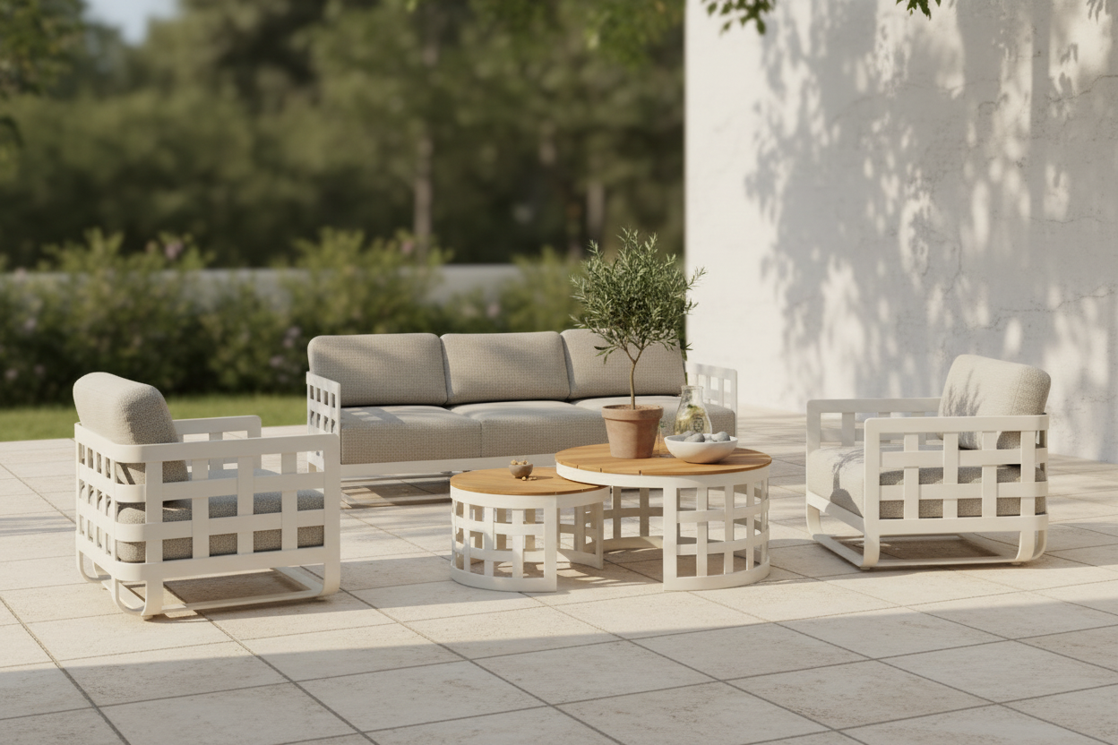 Burberry 5 Pieces | Outdoor Lounge Setting | White Aluminium