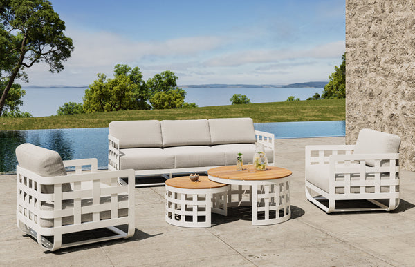 Burberry 5 Pieces | Outdoor Lounge Setting | White Aluminium