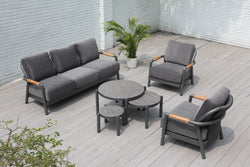 Cambridge 6 Pieces | Outdoor Lounge Setting | Charcoal Aluminium