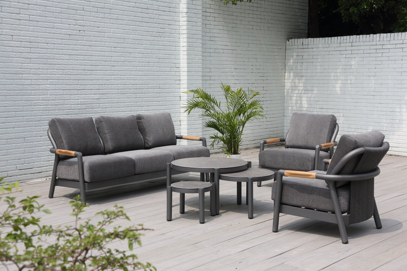 Cambridge 6 Pieces | Outdoor Lounge Setting | Charcoal Aluminium