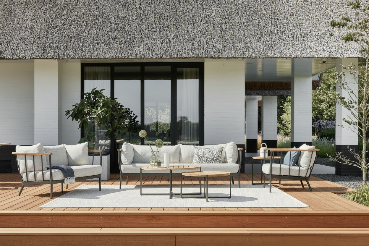 Condor 5 Pc Outdoor Lounge Setting | 3 Seater Version | Black