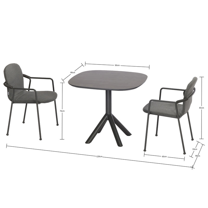 Coral 3 Pc Outdoor Bistro Dining Setting Graphite