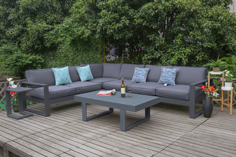 Dominica 5Pc Outdoor Modular Setting | White & Charcoal Aluminium