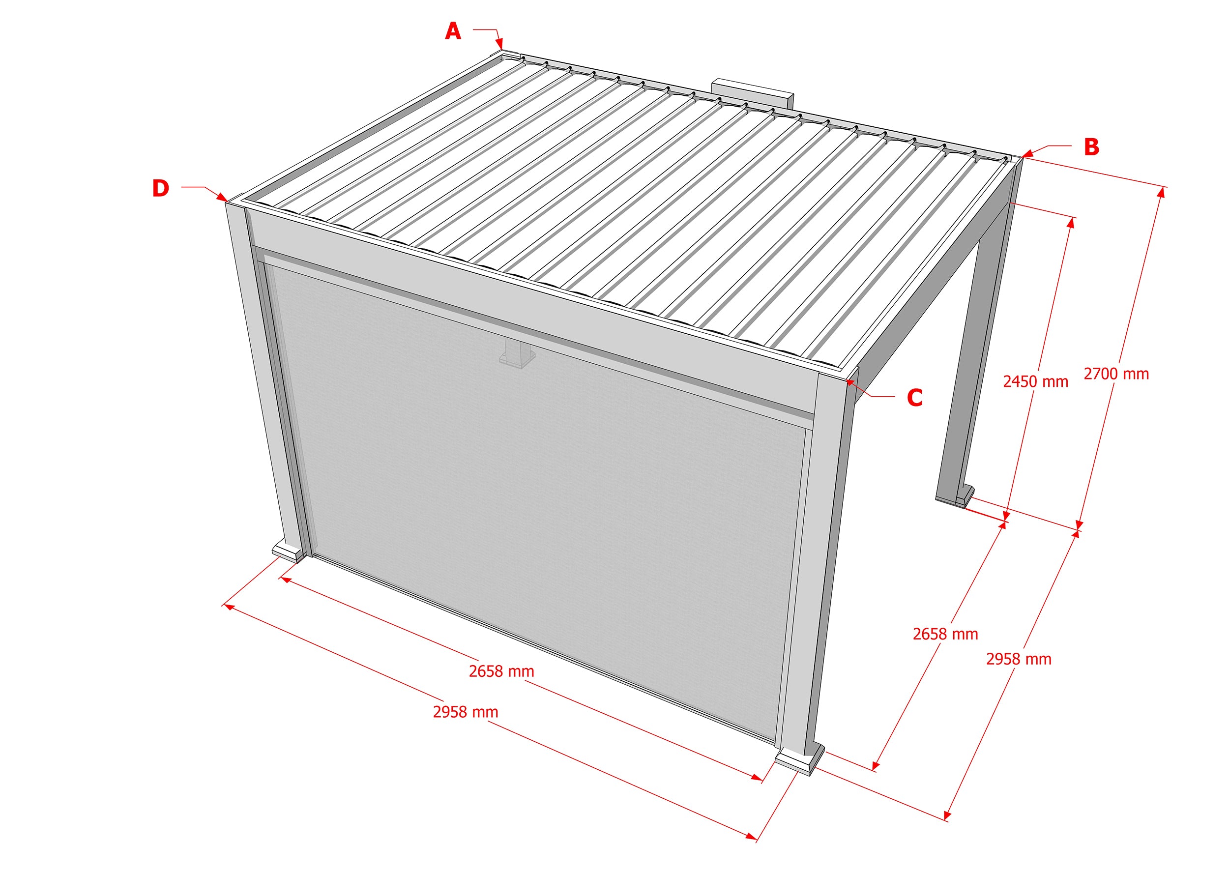 Sun Garden Pavilion Motorised Zip Screen – 4m Side