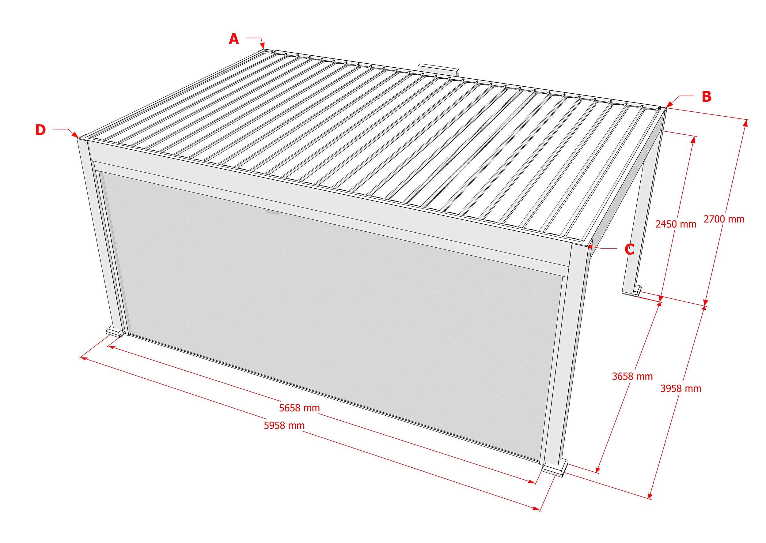 Sun Garden Pavilion Motorised Zip Screen - 6m Side