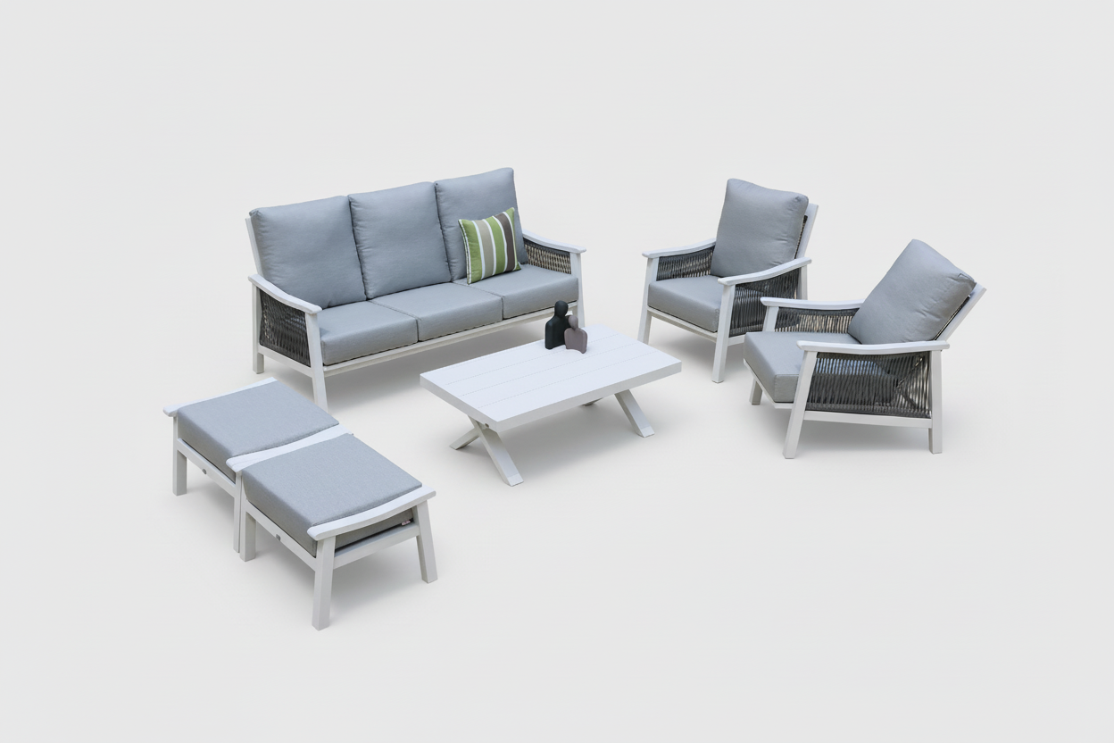 Pearl 6 Pc Outdoor Lounge Setting | White