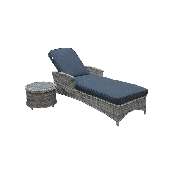 Fremont Outdoor Sunlounge with Side Table Castle Grey