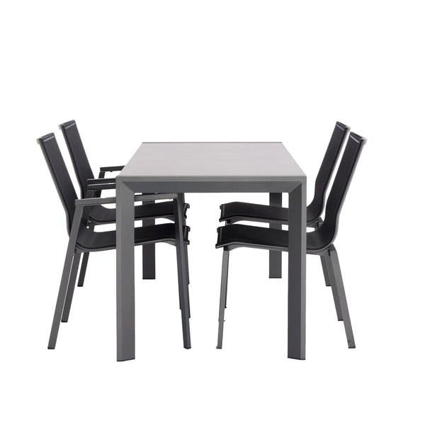 Grawford 160 Table with Morgan Chairs 5 Pc Outdoor Dining Setting Charcoal V2