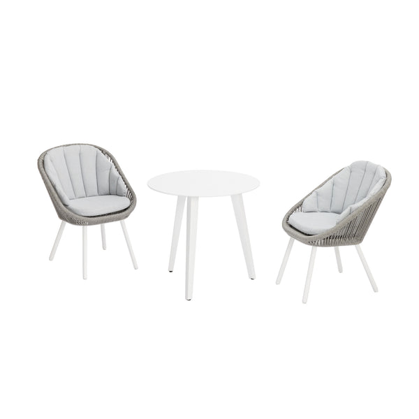 Heiber Dining Chair with Blinca Bistro Table 3 Pc Outdoor Balcony Setting White