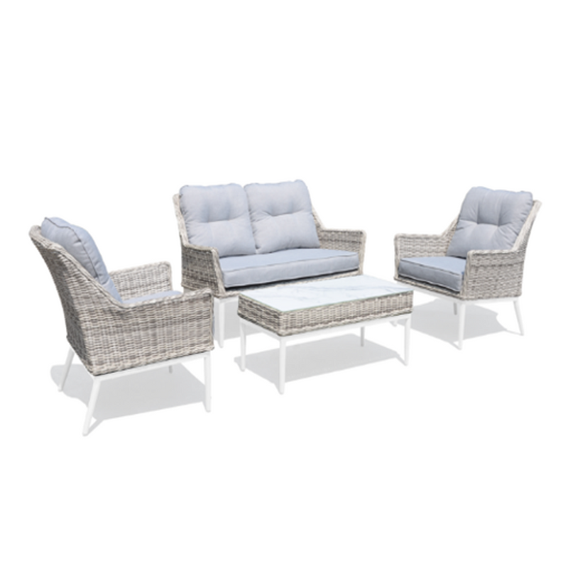 Lucas 4 Pc Outdoor Lounge Setting Zen White