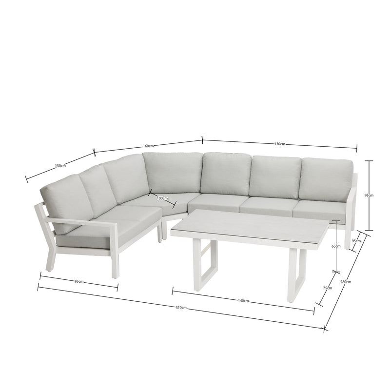 Madrid V3 5 Pc Outdoor Modular Setting White