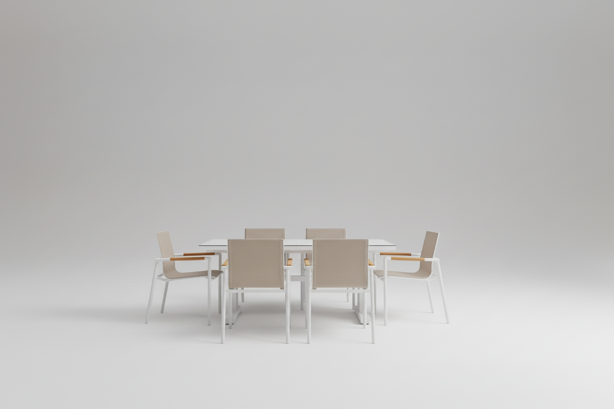 Metro 190/250 Extension Outdoor Dining Table White (Stone Flax Tabletop Finish)