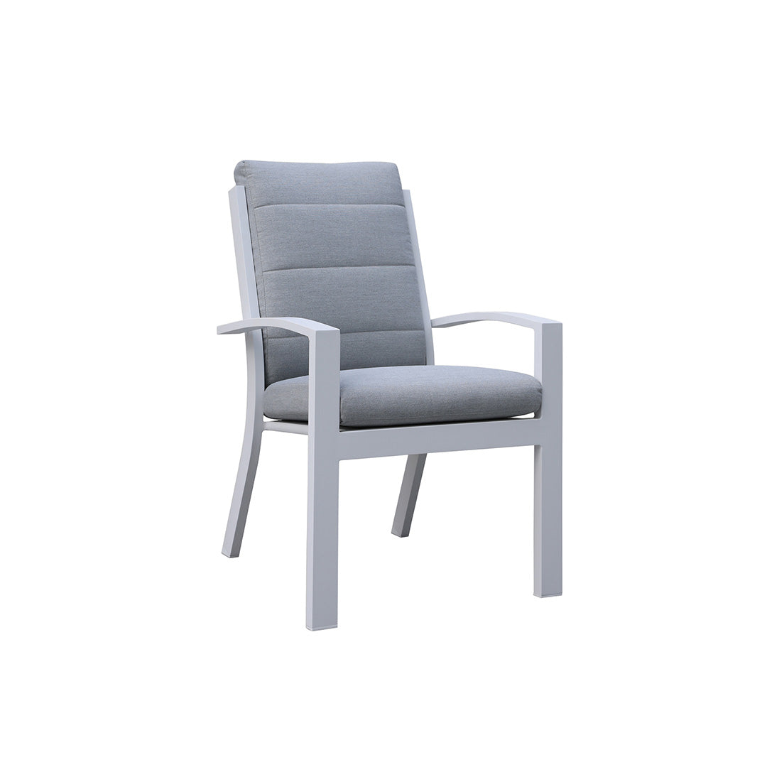 Midura High Back Carver Chair | White Aluminium + Cushion