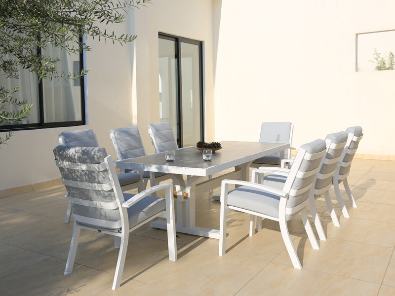 Midura High Back Carver Chair | White Aluminium + Cushion