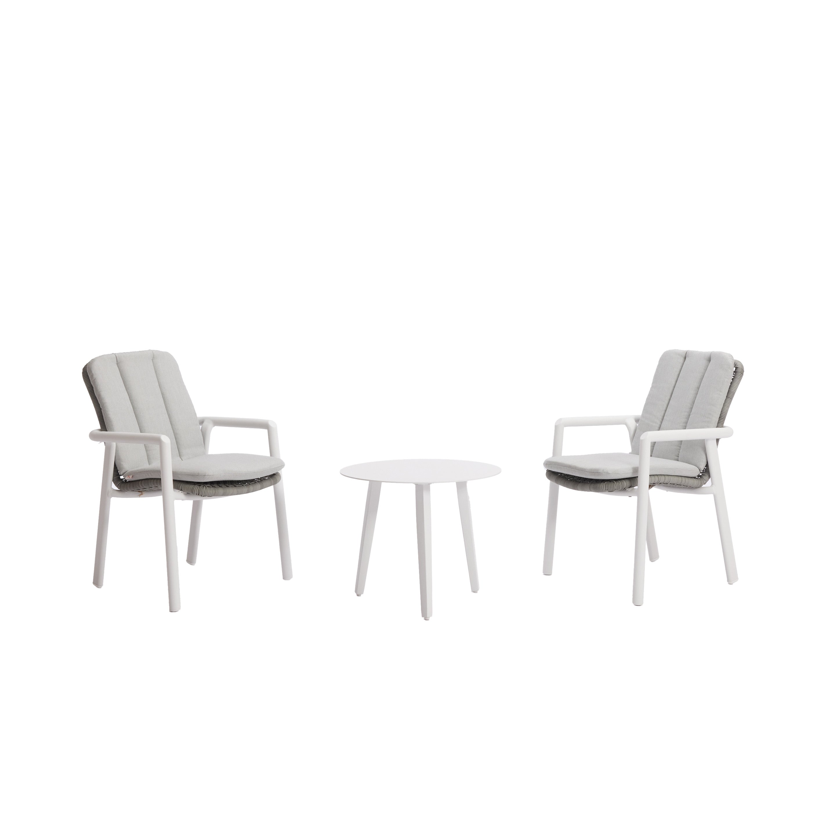 Morocco Carver Chair with Blinca Medium Coffee Table 3 Pc Outdoor Balcony Setting White