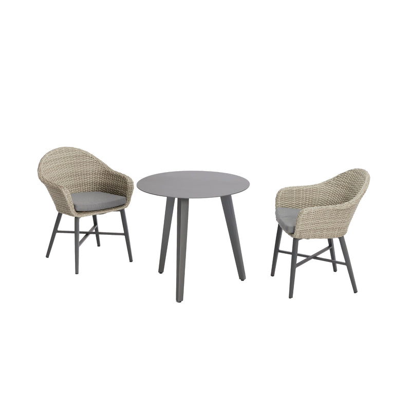 Ravello Carver Chair with Blinca Bistro Table 3 Pc Outdoor Balcony Setting Charcoal