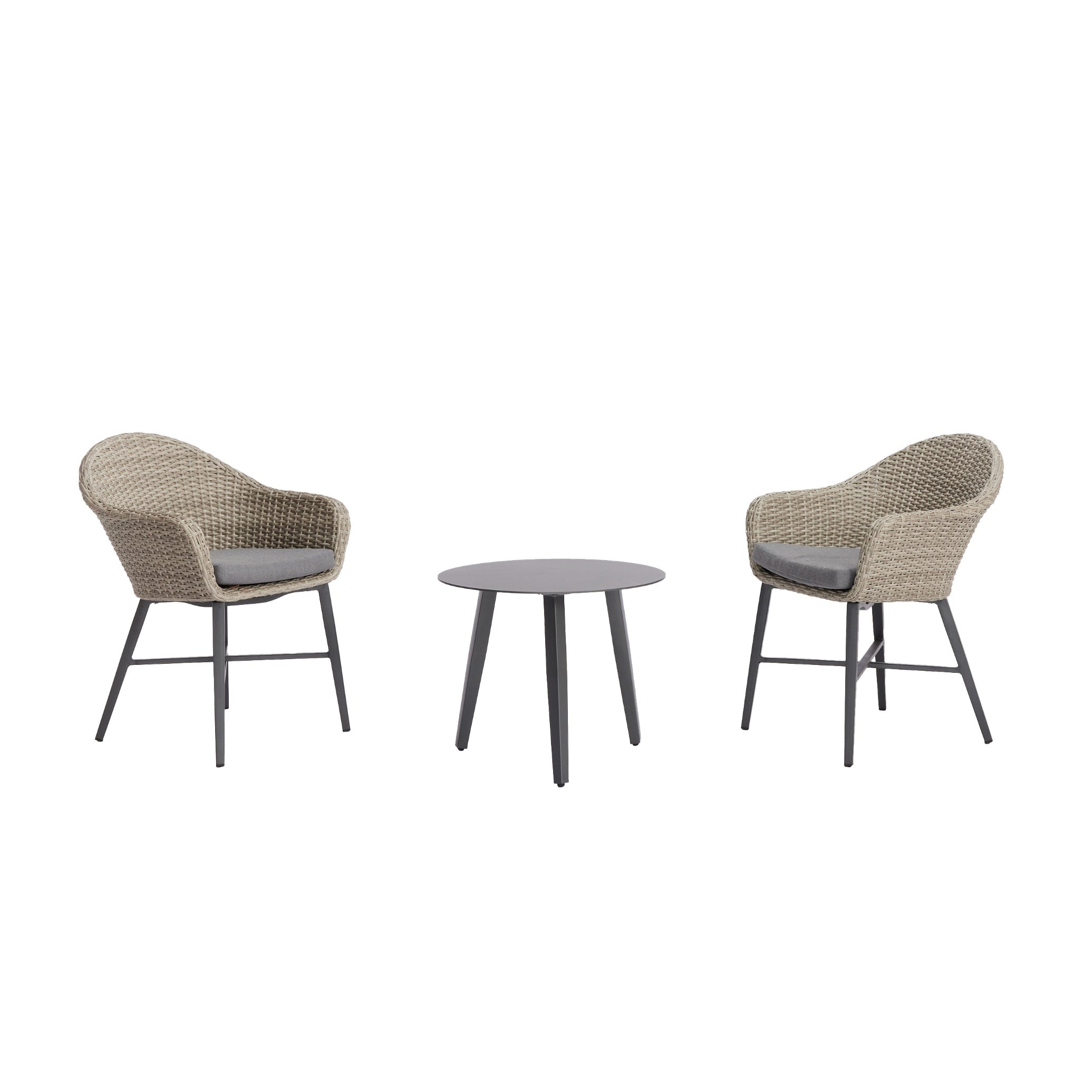 Ravello Carver Chair with Blinca Medium Coffee Table 3 Pc Outdoor Balcony Setting Charcoal