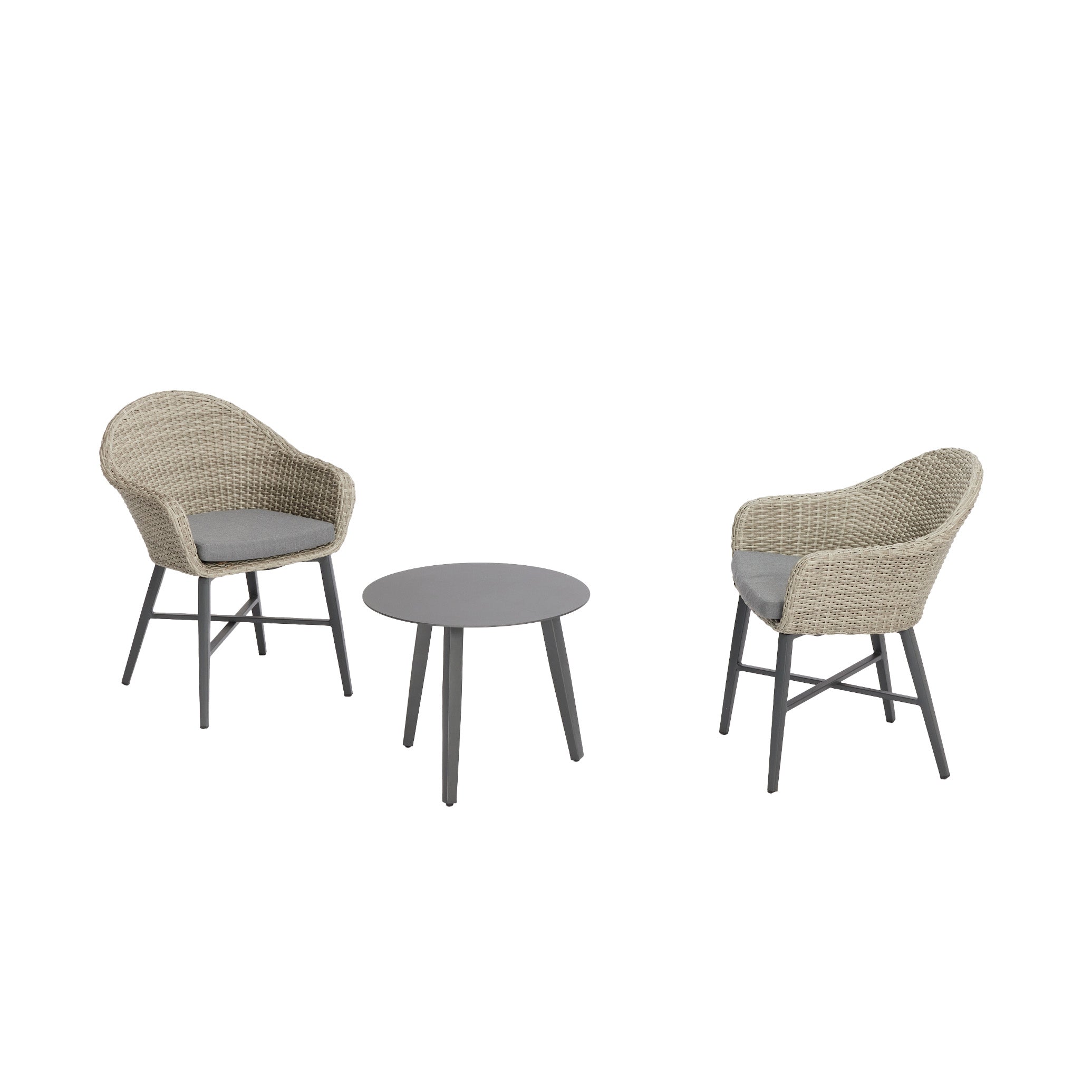 Ravello Carver Chair with Blinca Medium Coffee Table 3 Pc Outdoor Balcony Setting Charcoal