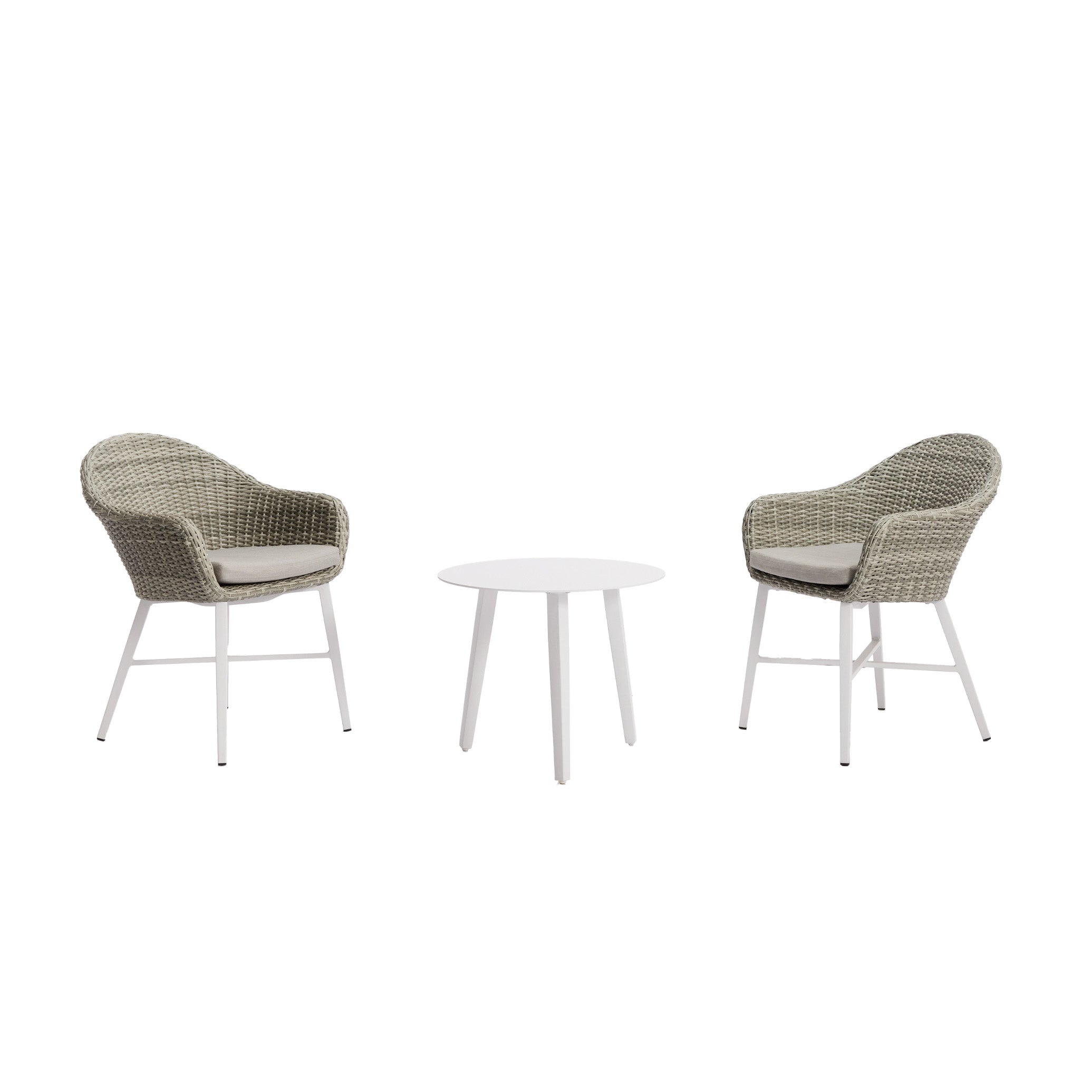Ravello Carver Chair with Blinca Medium Coffee Table 3 Pc Outdoor Balcony Setting White