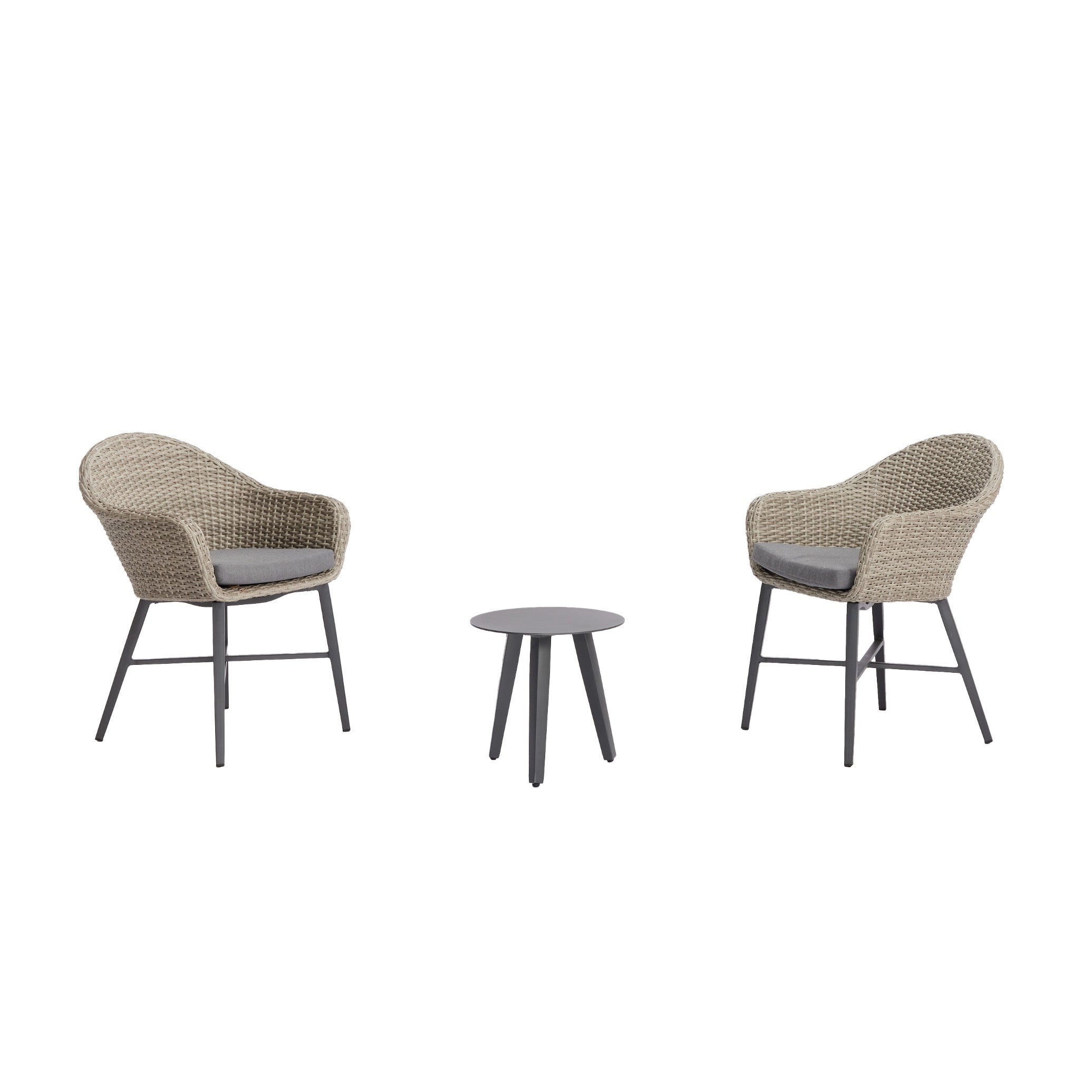 Ravello Carver Chair with Blinca Small Coffee Table 3 Pc Outdoor Balcony Setting Charcoal