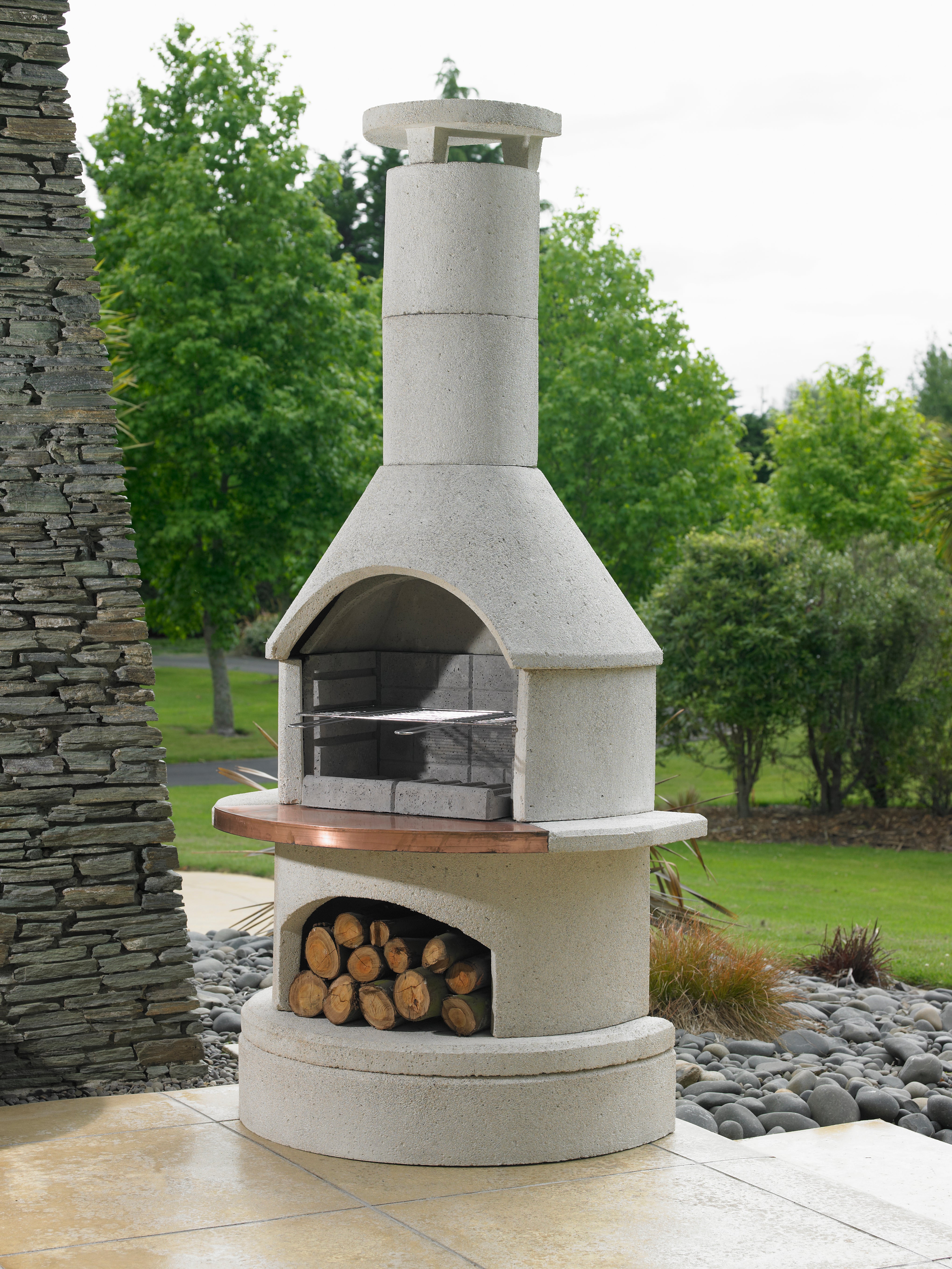 Outdoor Fireplace & BBQ | Rondo (White/Mocca/Grey)