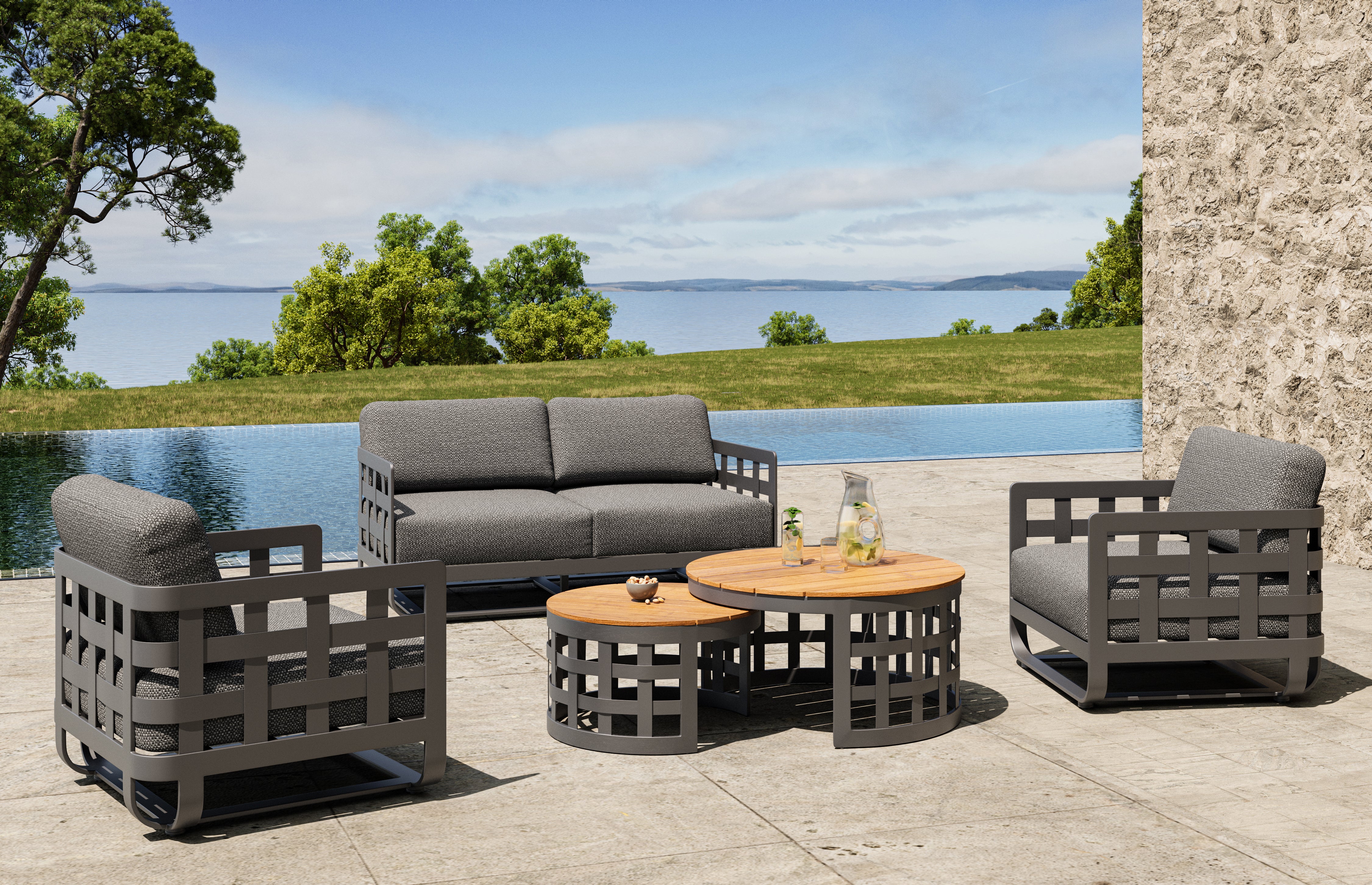 Burberry 5 Pieces | Outdoor Lounge Setting | Charcoal Aluminium