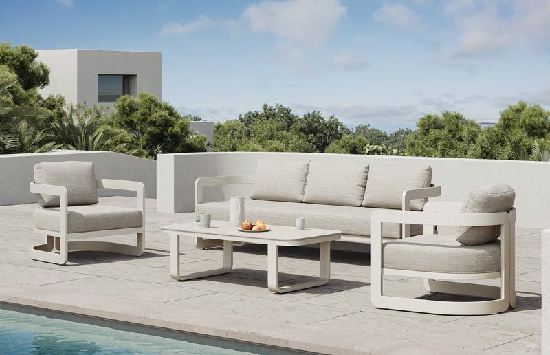 Audi 4 Pc Outdoor Lounge Setting | Beige Aluminium