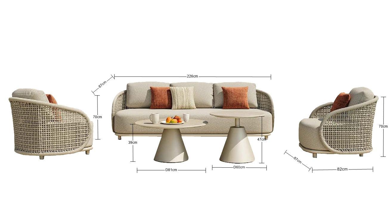 GRE Tiana 5pc Kit/Set (3+1+1+CT60+CT80) | Beige