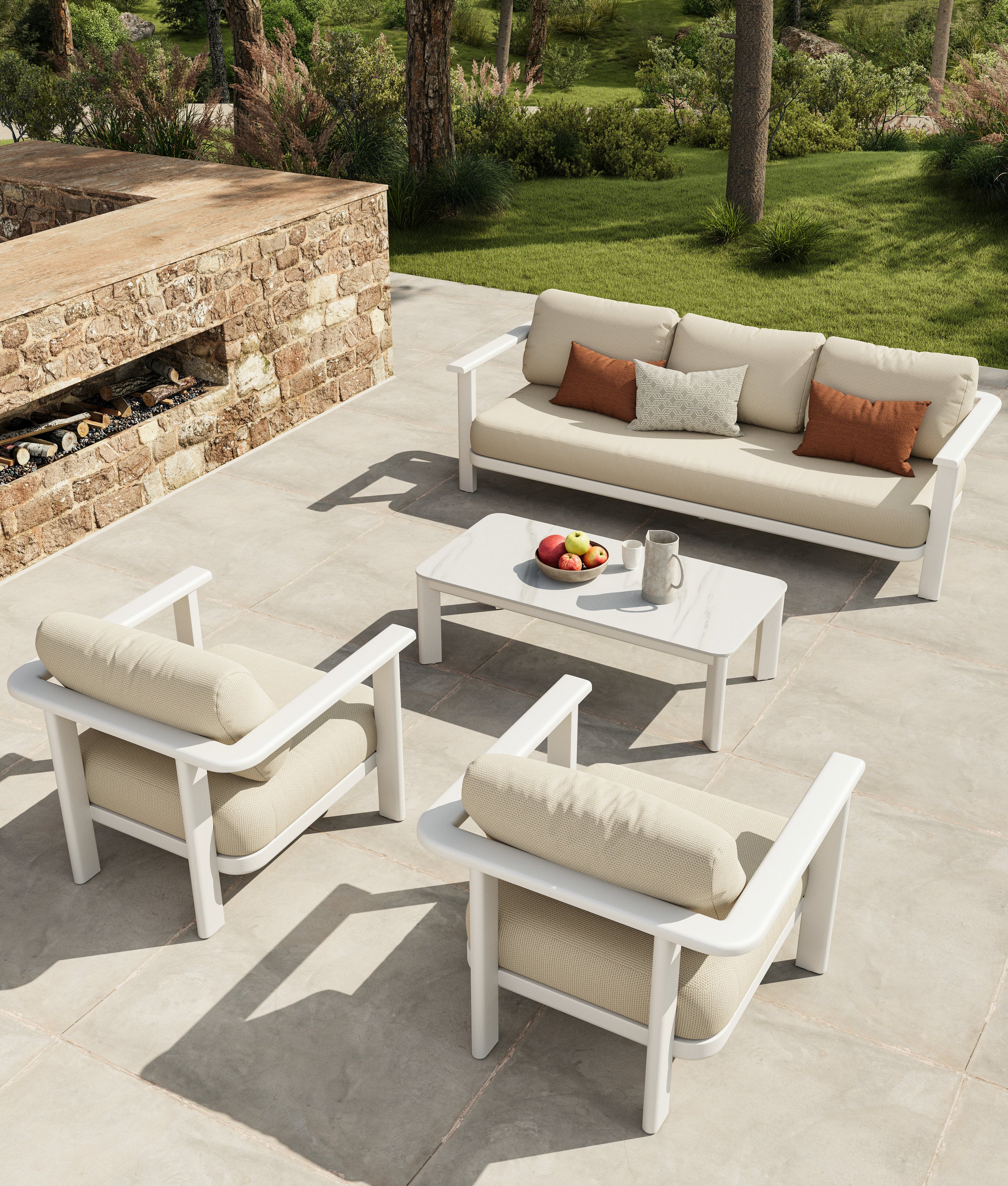 Sun Garden Pergola Package – White | 3x6 Pergola + Infinity 4pc Lounge Set