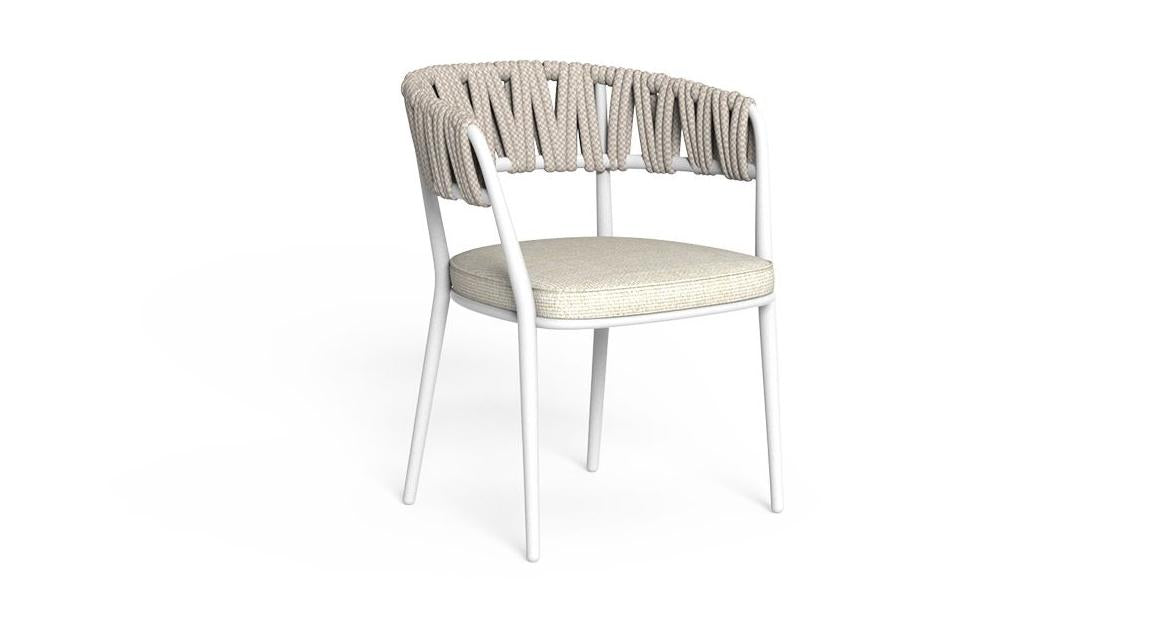 Swipe Carver Chair | White Aluminium & Grey Rope