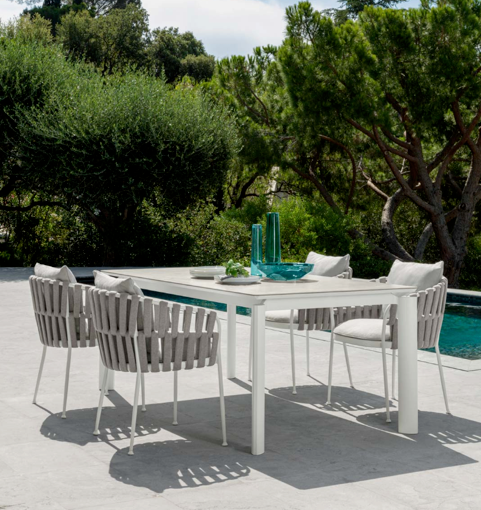 Frame Milo Outdoor Dining Setting | Aluminium & Rope | Extension Table