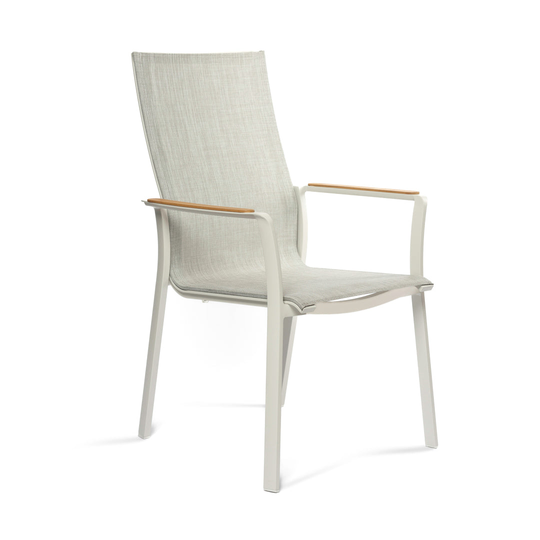 Smart Carver Chair White | Charcoal | Aluminium & Teak arm