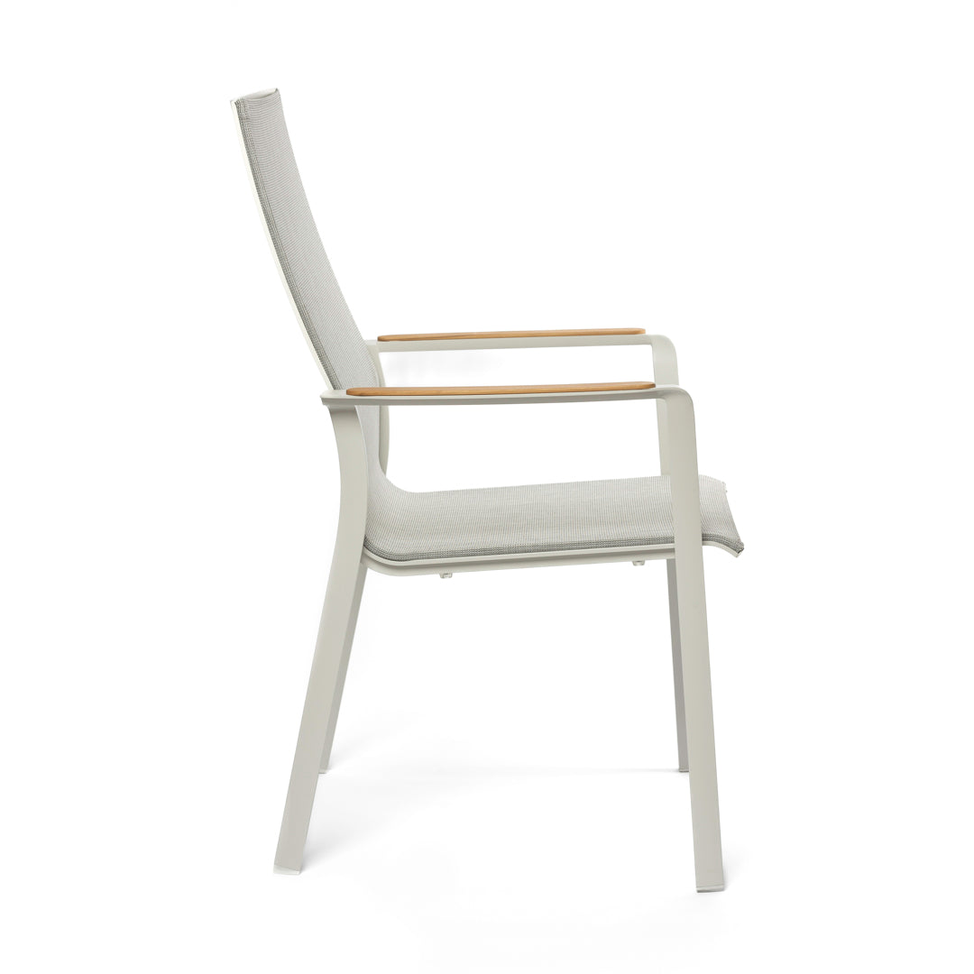 Smart Carver Chair White | Charcoal | Aluminium & Teak arm