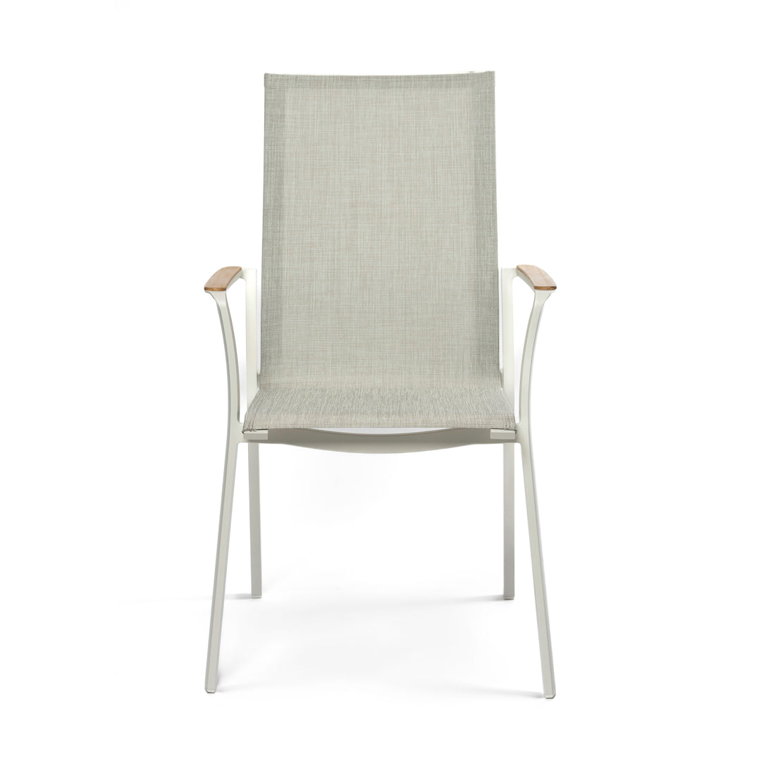 Smart Carver Chair White | Charcoal | Aluminium & Teak arm